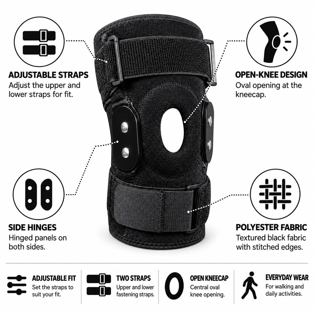 Knee Brace Hinged Stabilizer & Adjustable Patella Strap