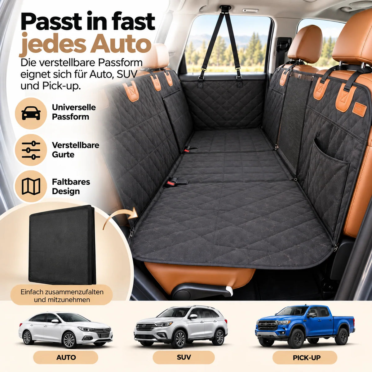 Dog Car Seat Cover Waterproof Back Seat Extender