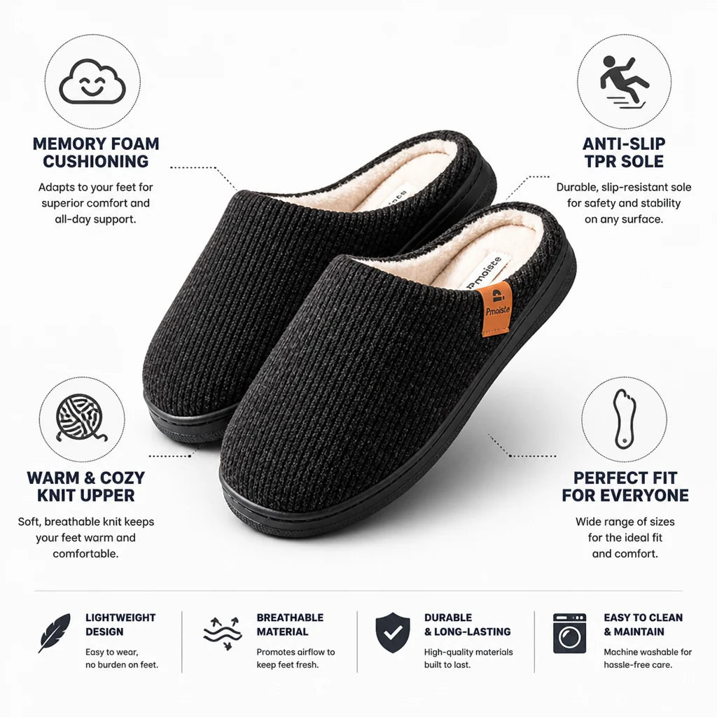 Knit shoes with memory foam and non-slip sole for men