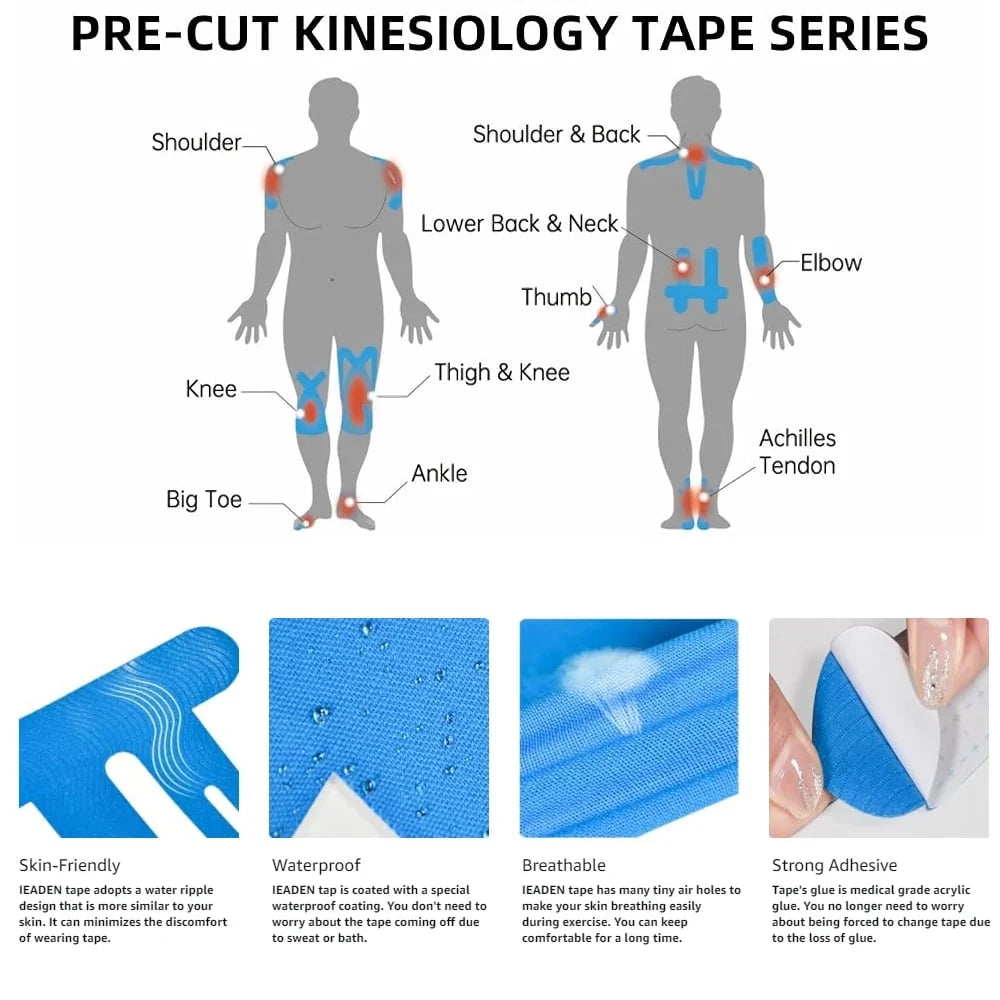 Kinesiology Tape for Knees, Pre-Cut Cotton Strips