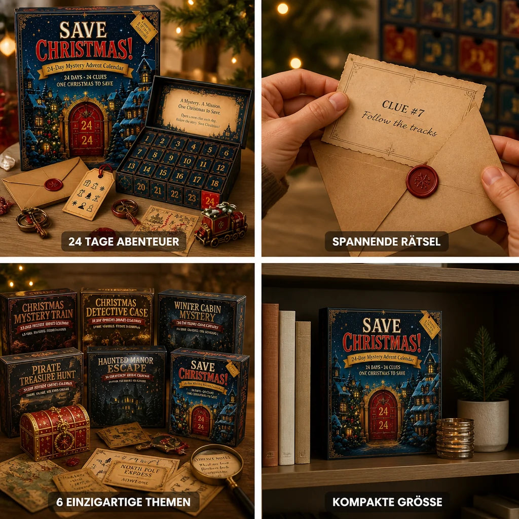 24-Day Escape Room Puzzle Advent Calendar (6 Themes)