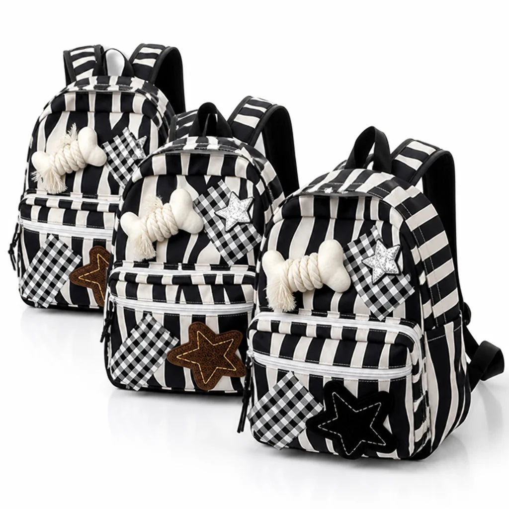 Star & Bone Applique Backpack with Multiple Pockets