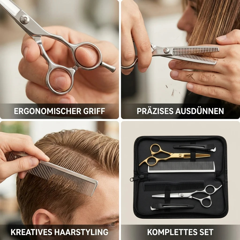 Stainless Steel Hair Cutting Set for Thinning and Cutting (Razor Comb & Case)