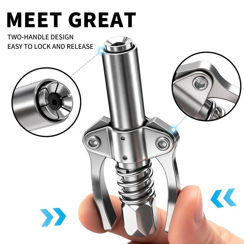IronGrip Grease Nipple Coupler with Dual-Handle Locking