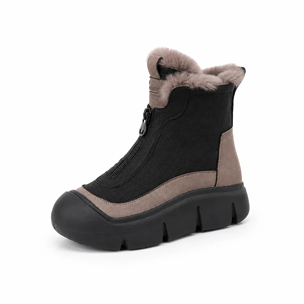 Waterproof insulated snow boots with side zipper