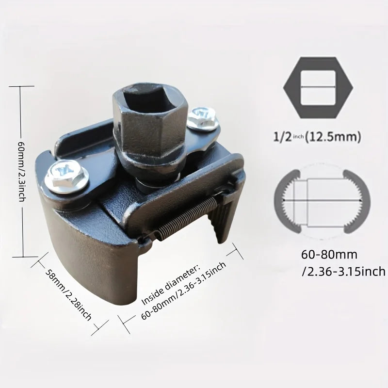 Adjustable Oil Filter Wrench 60–80 mm | 2-Claw Grabber for Oil Filter