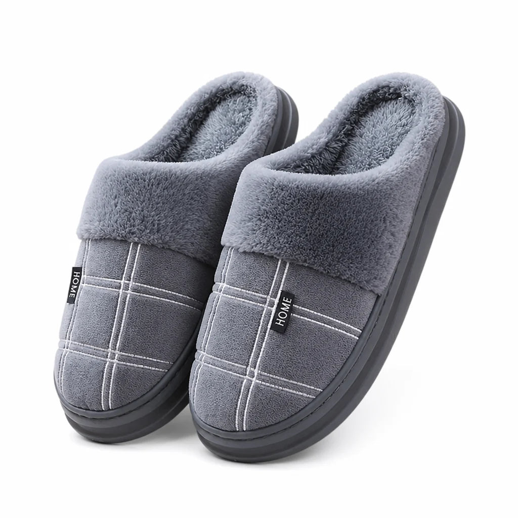 Extra-Large Plush House Slippers with Cotton Lining and Non-Slip Sole (Men)