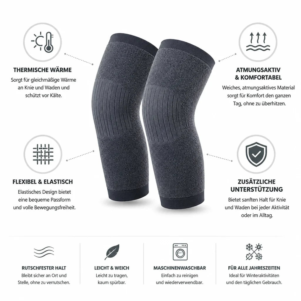 Thermal, breathable, non-slip knee and calf warmers