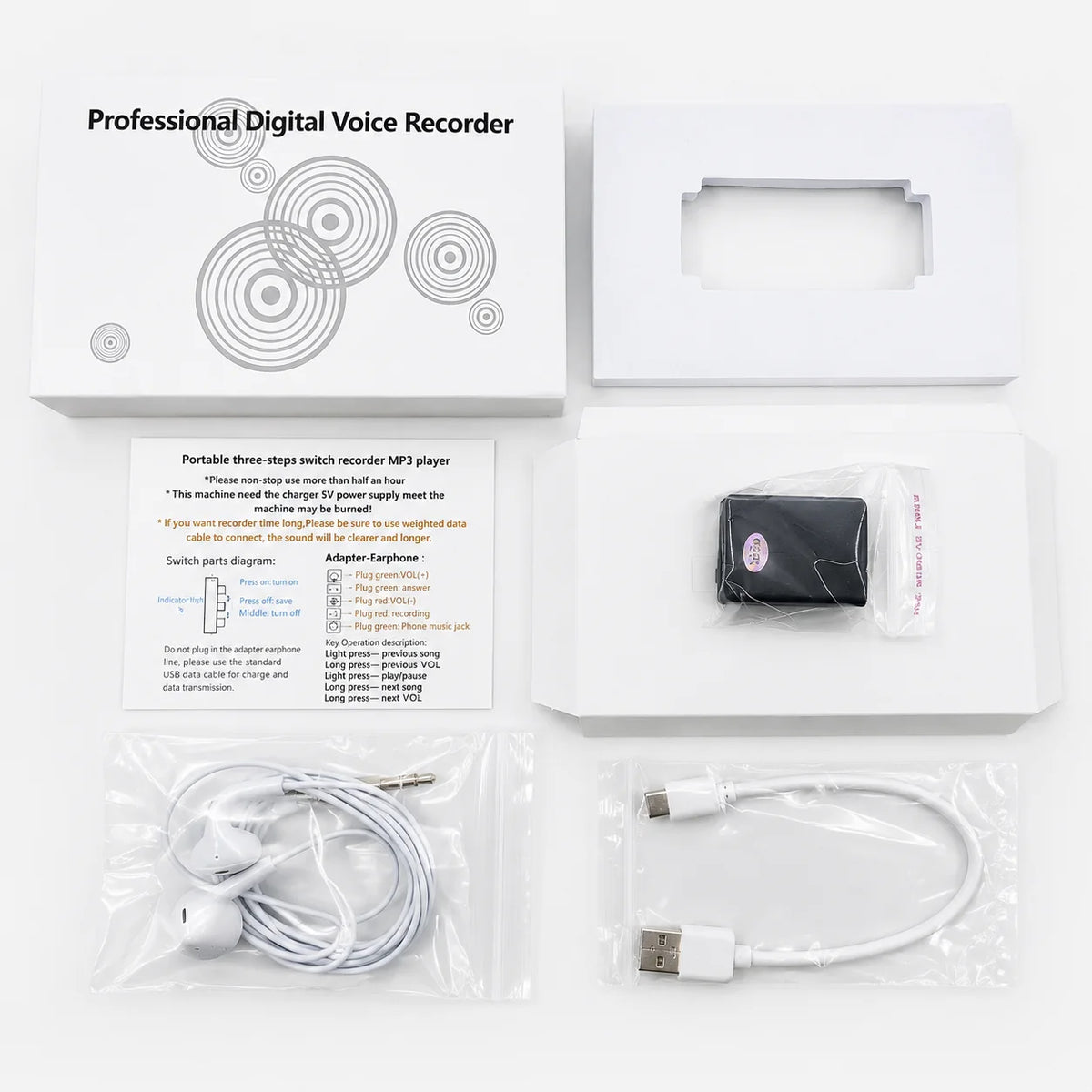 VoiceNote Mini Dictation Device with Voice Activation