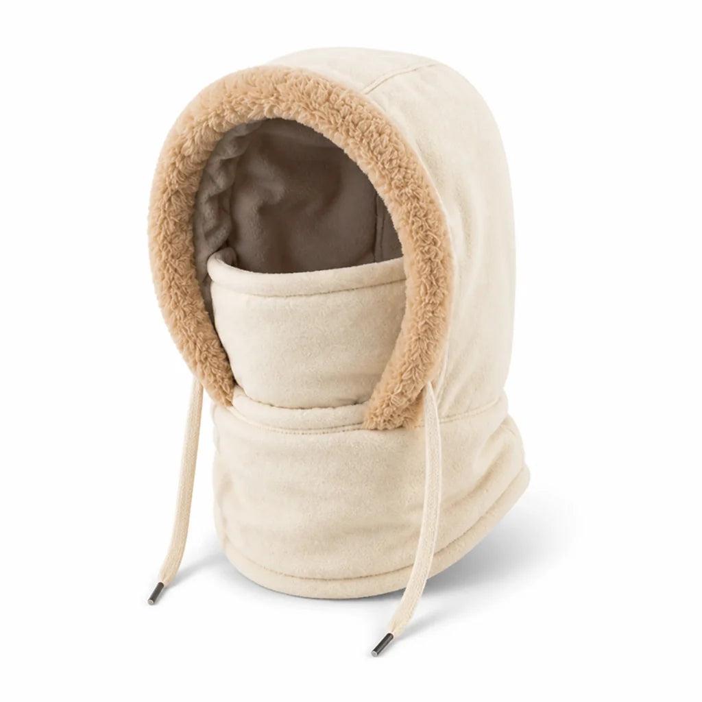 Plush-lined windproof balaclava (integrated face mask)