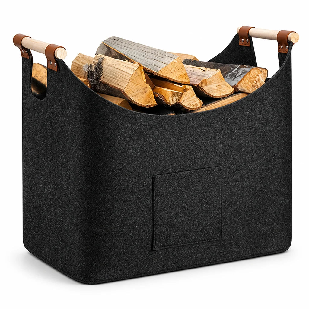 Firewood Basket Foldable Felt Wood Carrier