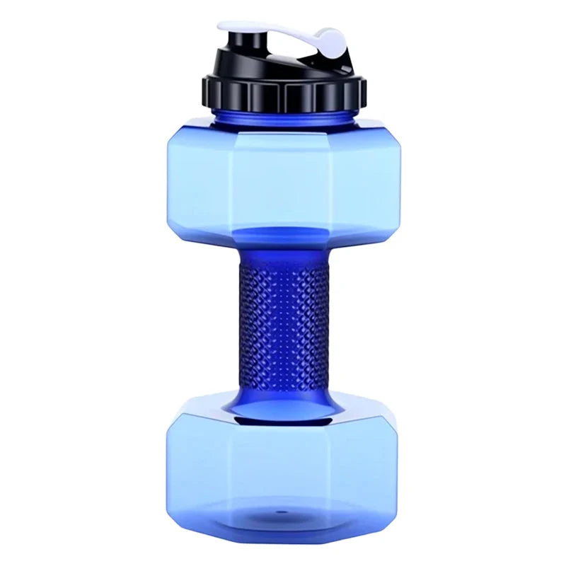 Dumbbell-shaped water bottle BPA-free with flip lid