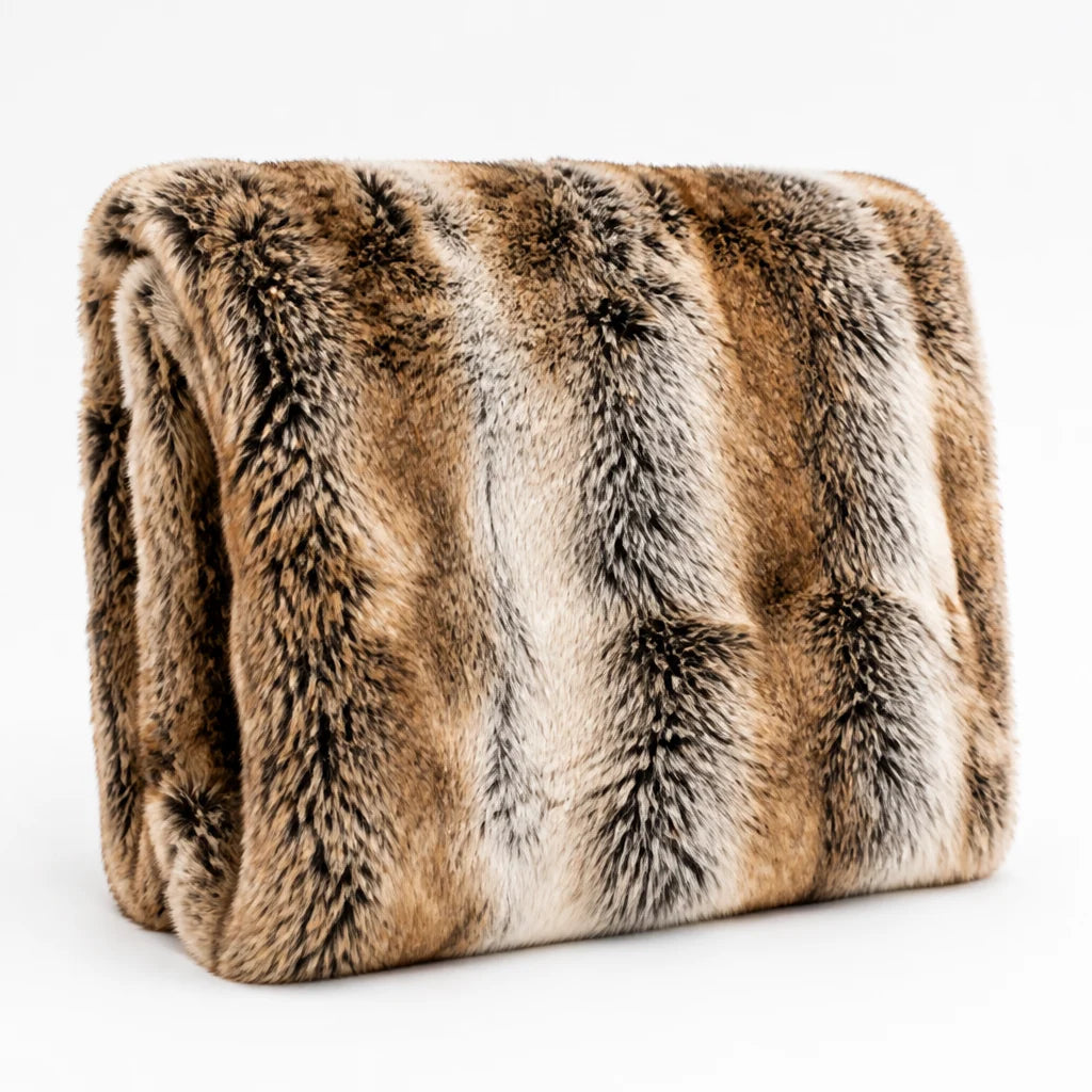 Faux Fur Throw Plush Blanket Machine Washable