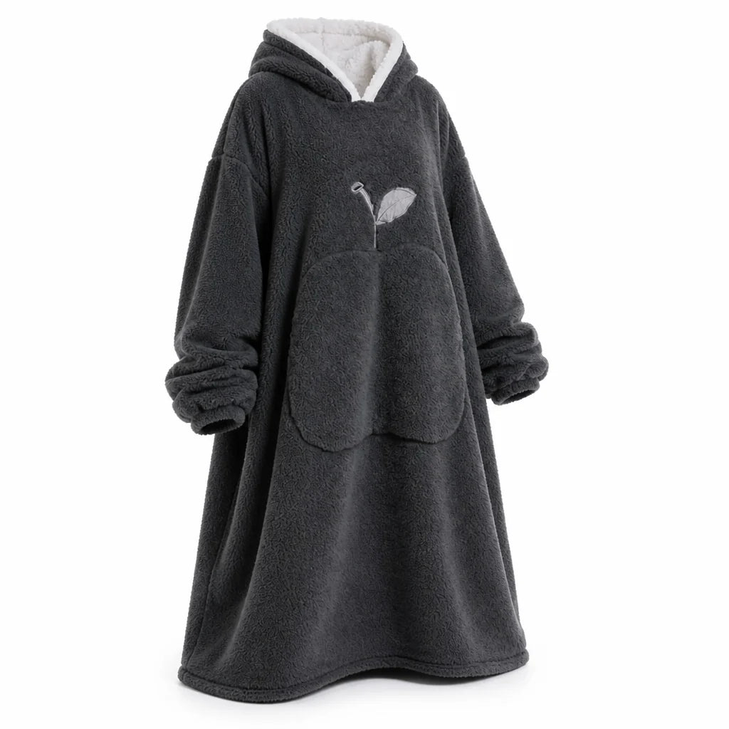 Oversized Sherpa Fleece Hoodie Blanket with Sleeves and Pocket (One Size)