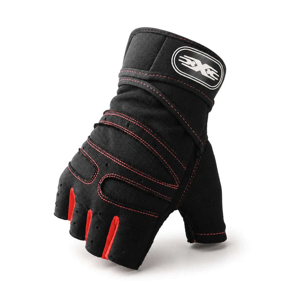 Breathable Padded Palm and Wrist-Supporting Weightlifting Gloves