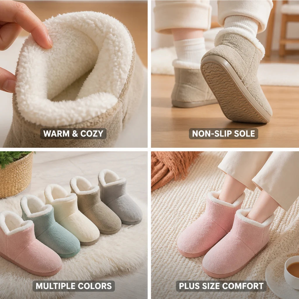Soft Fleece-Lined Anti-Slip Slippers (Large Sizes)