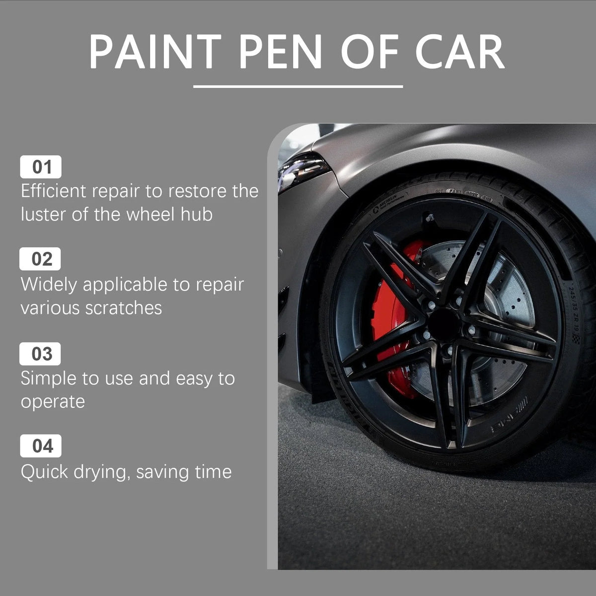Rim Paint Pen Set Black – 3 × 10 ml for Minor Wear and Tear
