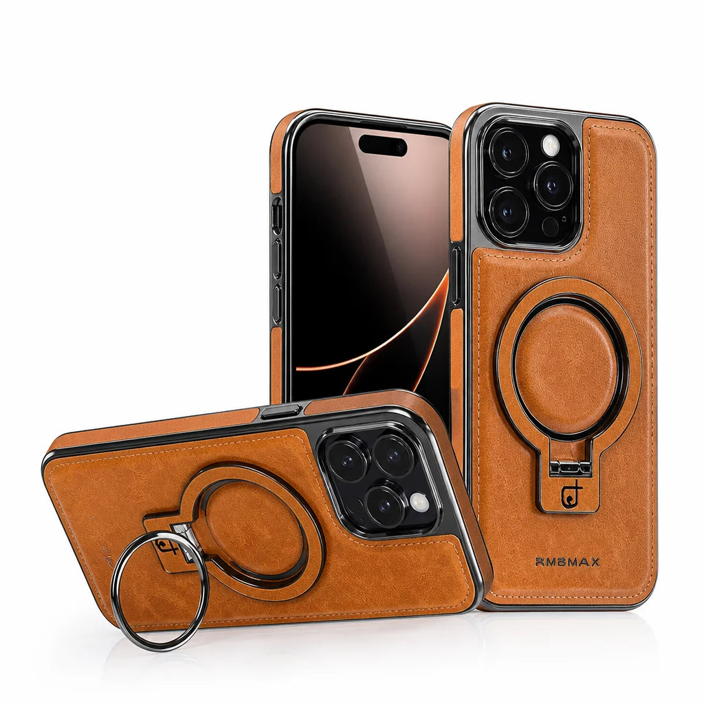 Leather Folding Stand Phone Case (9H Camera Protection)