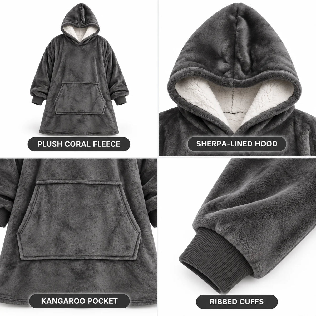 Ultra-Soft Oversized Sherpa Hoodie Blanket (with Pocket)