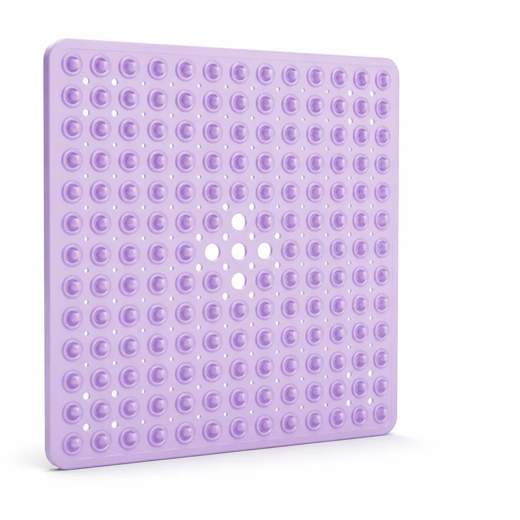 Non-slip shower mat with suction cups & quick drain (machine washable)