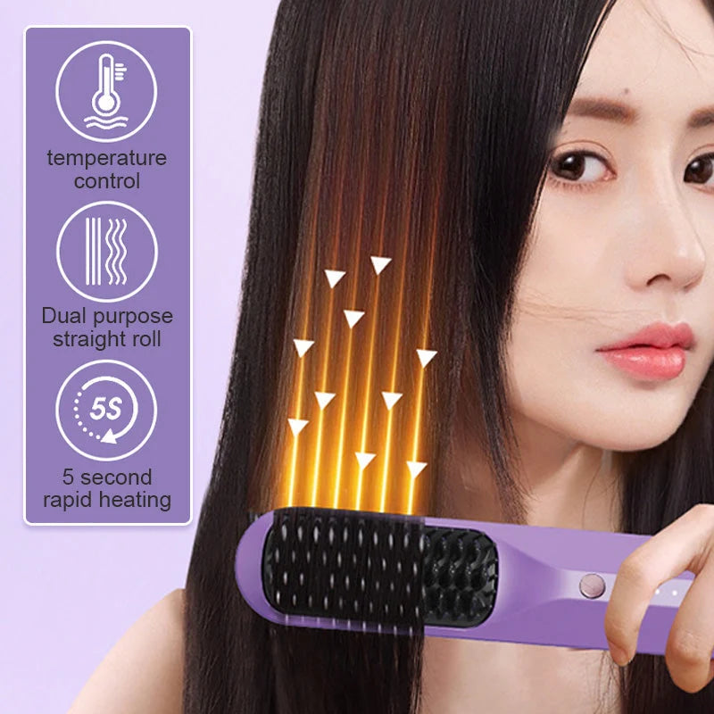 Cordless Hair Straightening Comb with Negative Ions