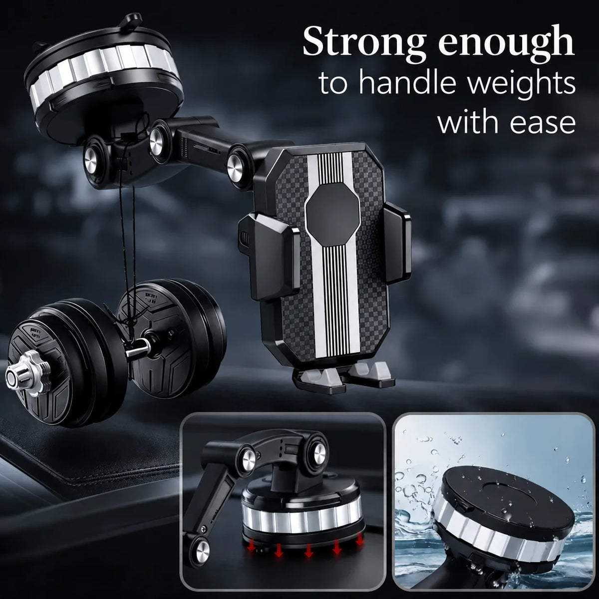 Car Phone Holder with Suction Cup & 360° Rotation