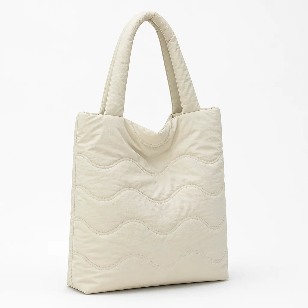 Shoulder bag with wave pattern and additional cotton padding