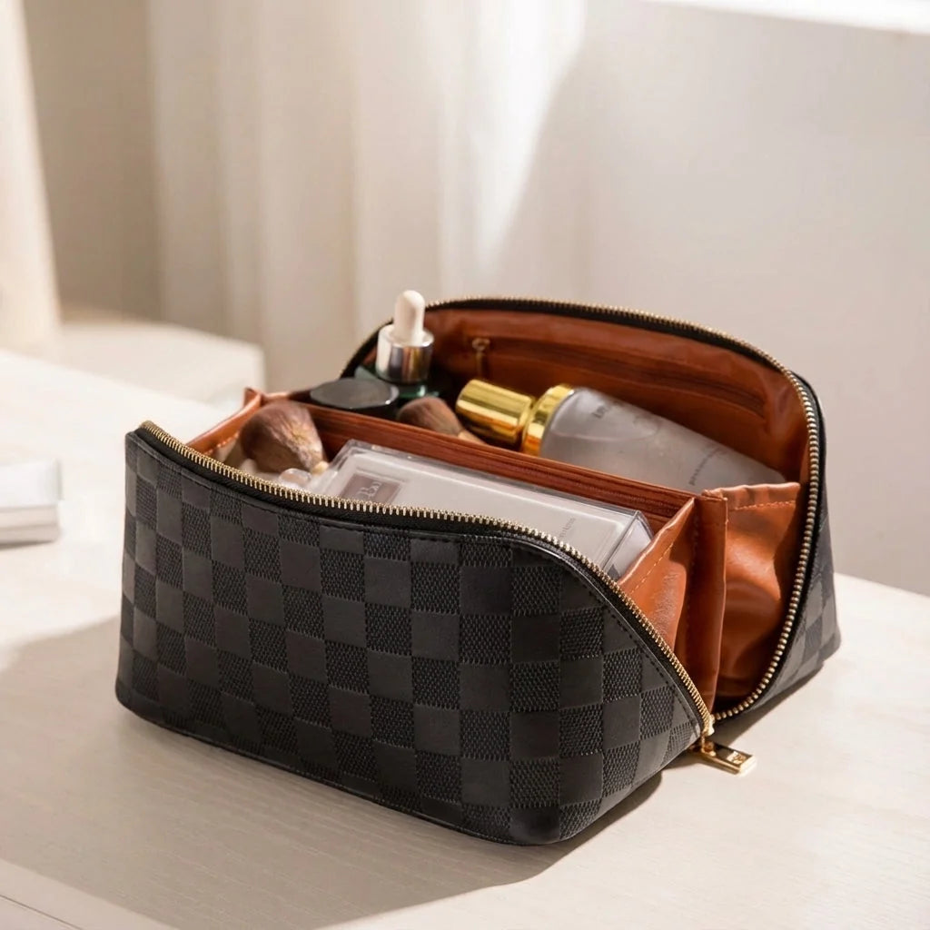 Cosmetic bag made of water-repellent PU leather