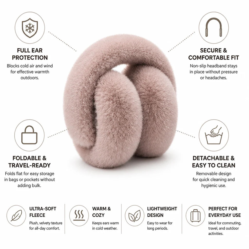 Women's Winter Ear Muffs Fleece Headband Non-Slip (Foldable)