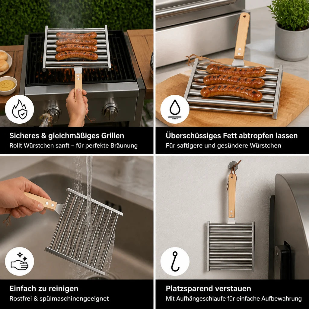 Stainless Steel Sausage Holder Rolling Grill Attachment