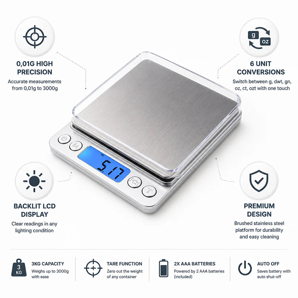 0.01g Precision Digital Kitchen Scale 3 kg