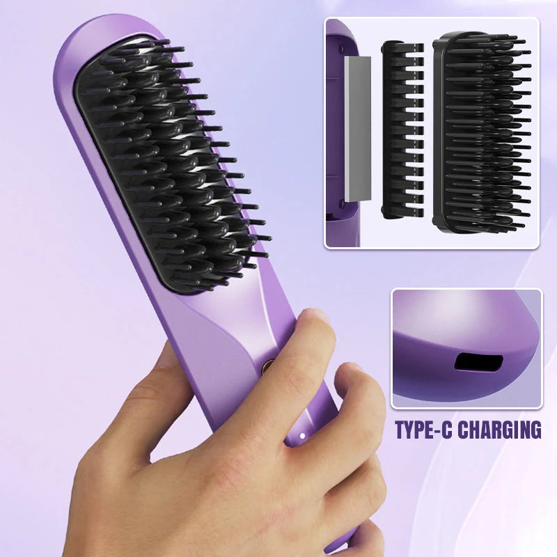 Cordless Hair Straightening Comb with Negative Ions