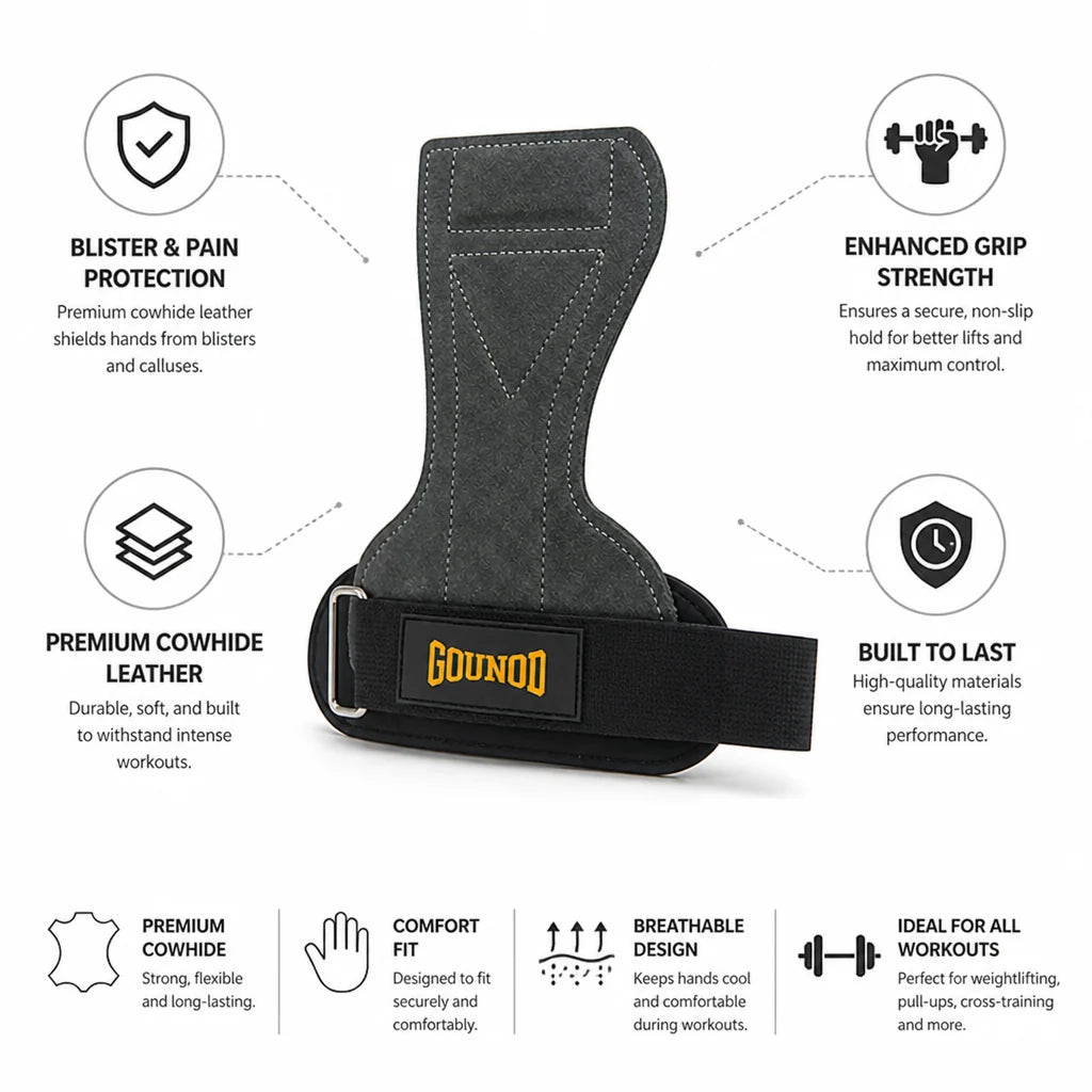 High-Quality Cowhide Leather Gloves for Weightlifting, Blister Resistant