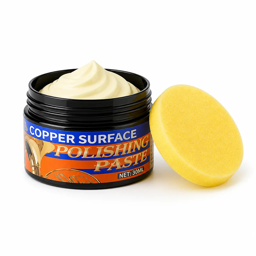 Professional Micro-Abrasive Non-Toxic Brass and Copper Polishing Paste (30 ml + Sponge)