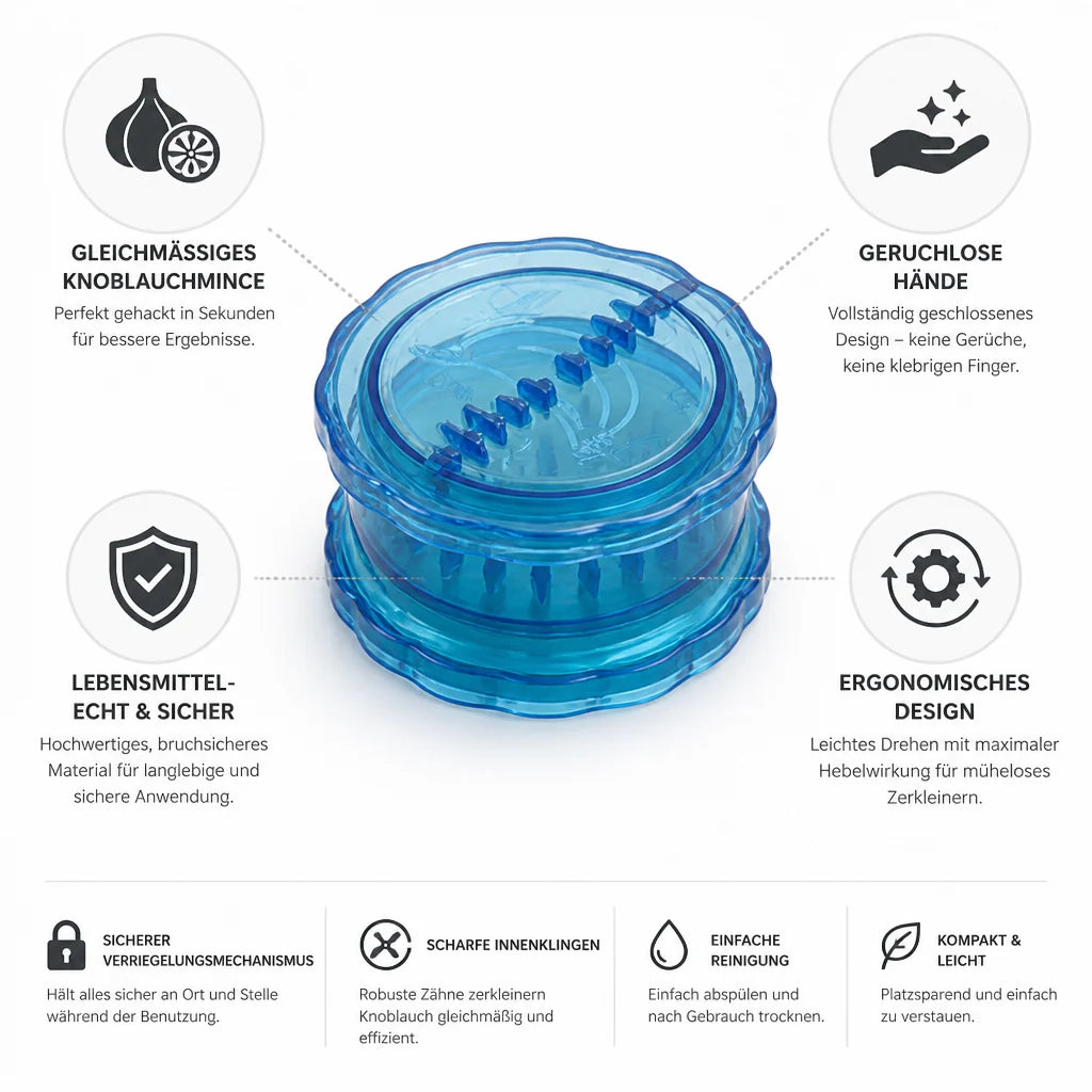 Ergonomic, Food-Grade Garlic Chopper with Rotary Mechanism
