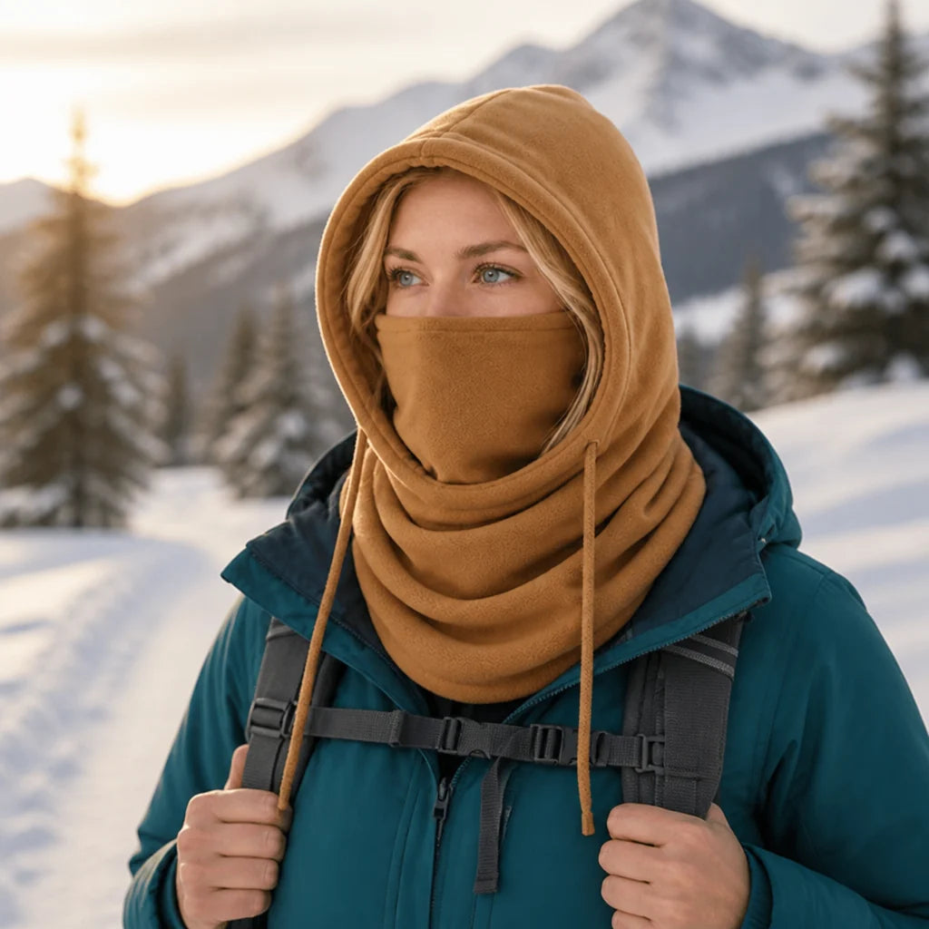 Windproof winter hat with extended neck protection (one size)
