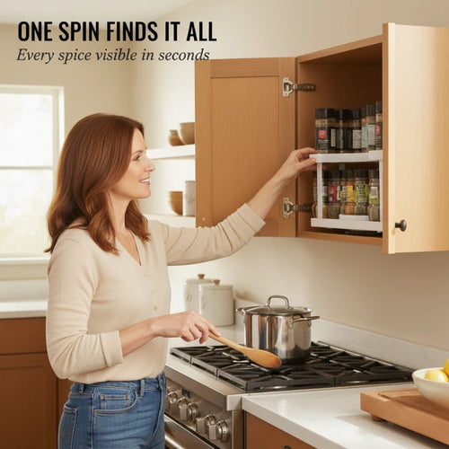 2-tier spice rack, rotating D-shape