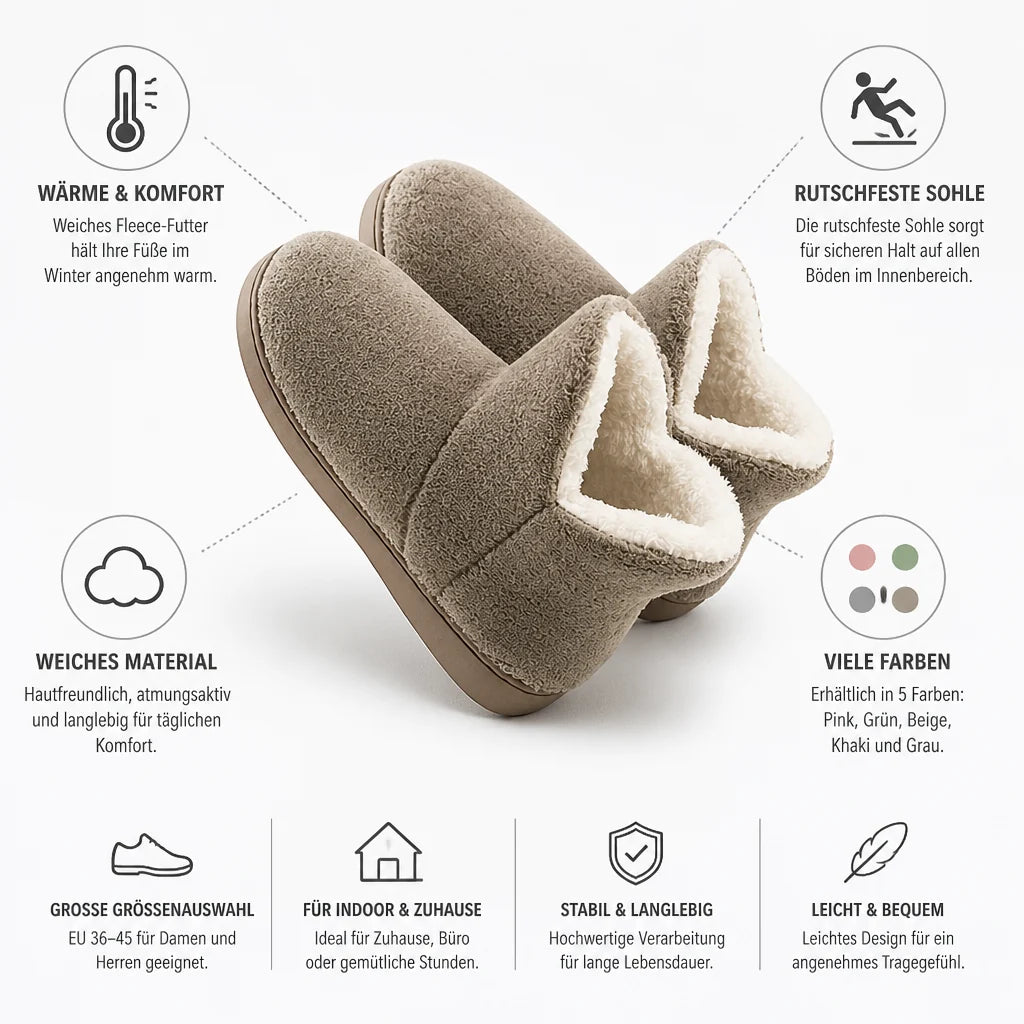 Soft Fleece-Lined Anti-Slip Slippers (Large Sizes)