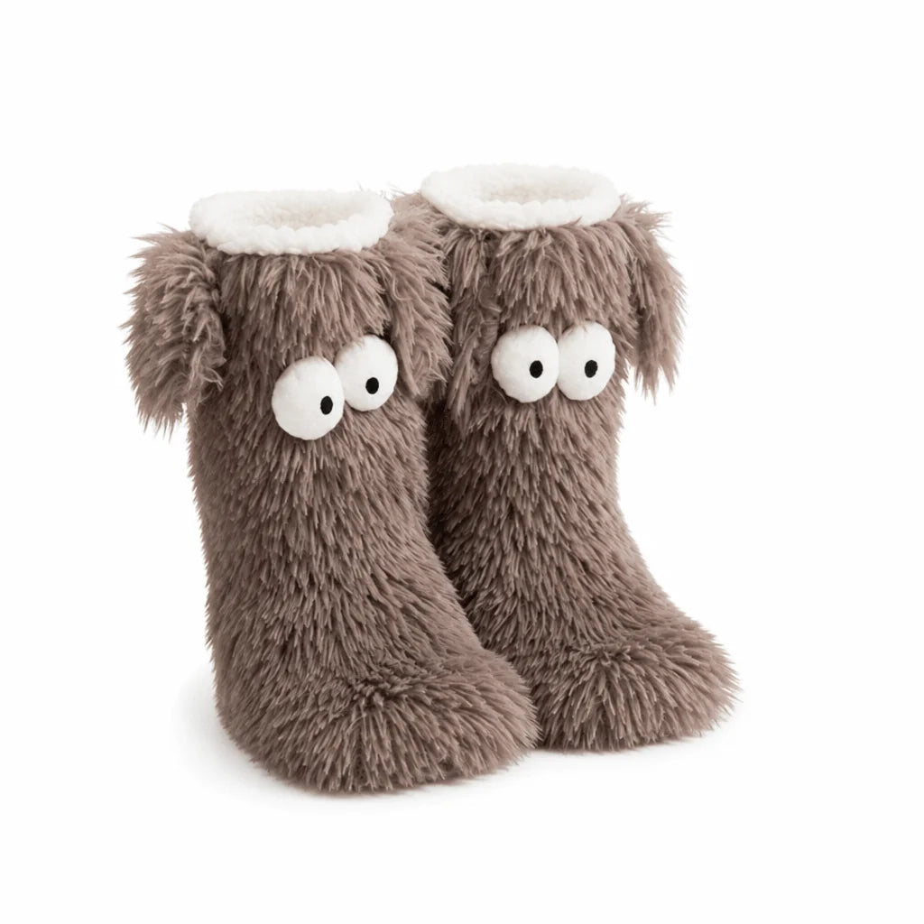 Plush, fleece-lined, non-slip house socks