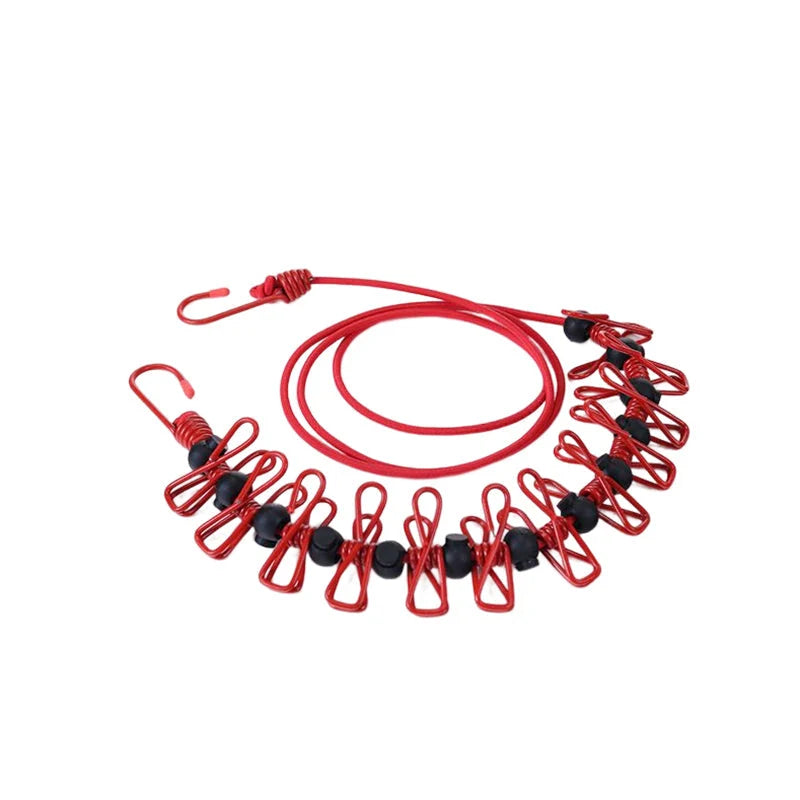 Elastic Clothesline with Clips