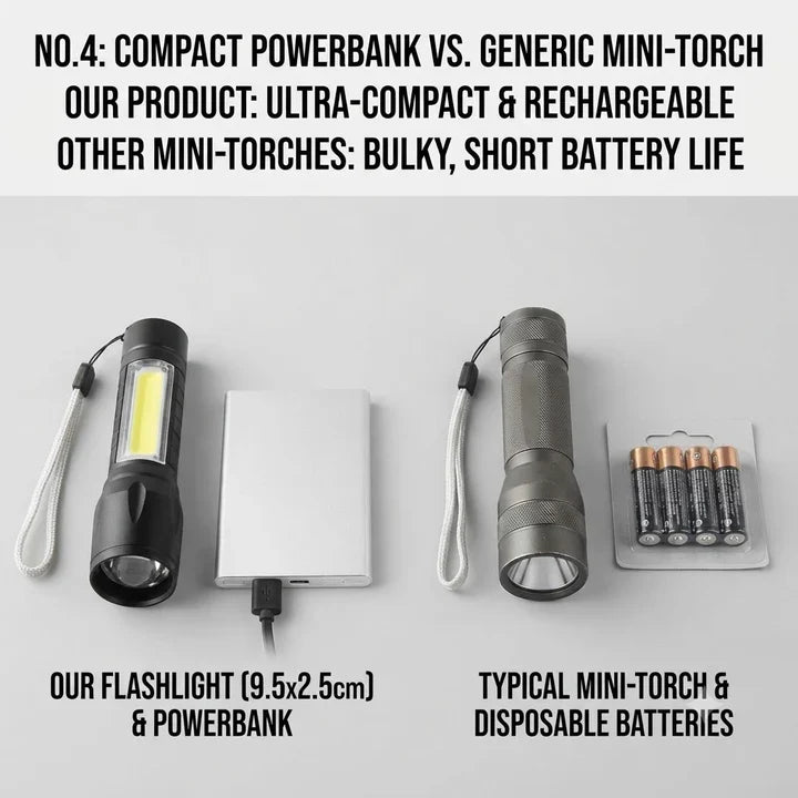 USB Rechargeable LED Flashlight 150 Lumens