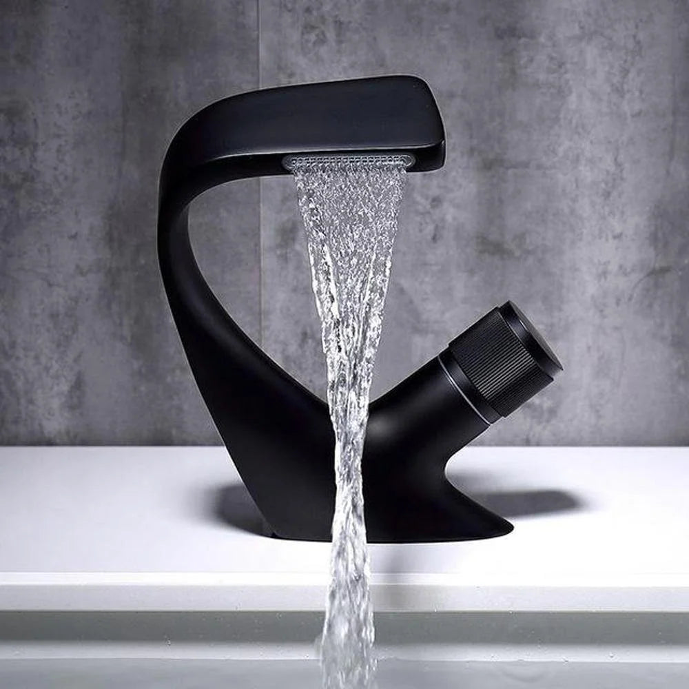 Bathroom Sink Faucet Waterfall Sink Spout Solid Brass