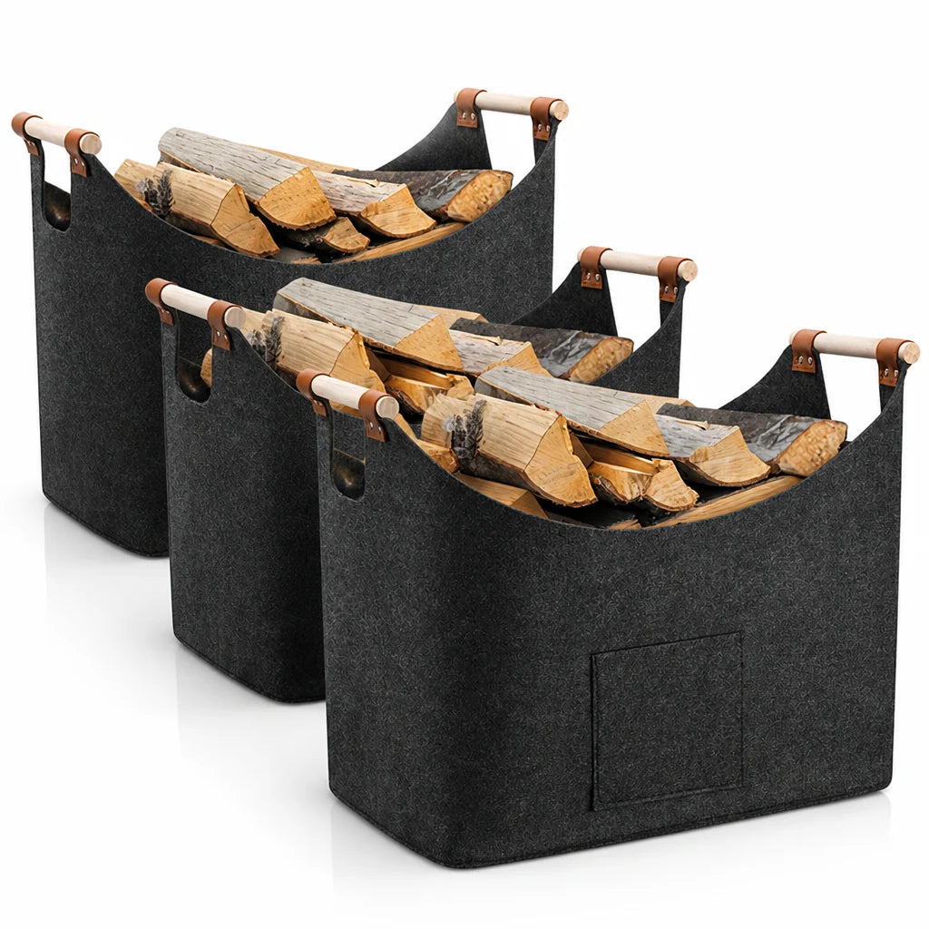 Firewood Basket Foldable Felt Wood Carrier