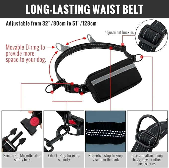 FlowLeash Dog Leash with Shock Absorber & Waist Belt