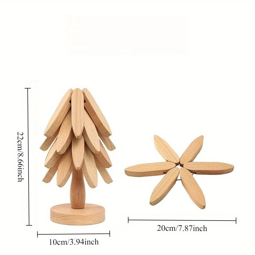 Bamboo Coasters Foldable Trivet With Stand (4-Piece Set)