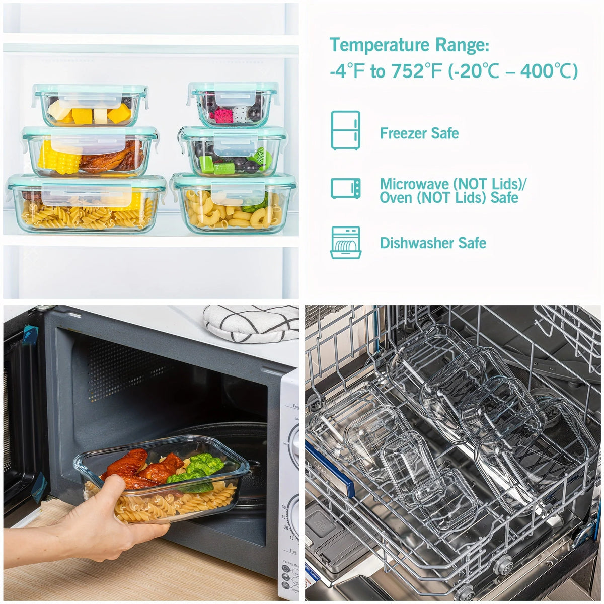 Food Storage Containers Airtight Leakproof Lids (8-Piece Set)