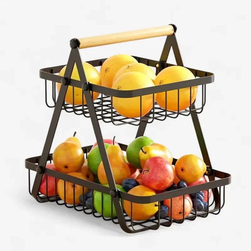Storage basket with carrying handle & bead decoration