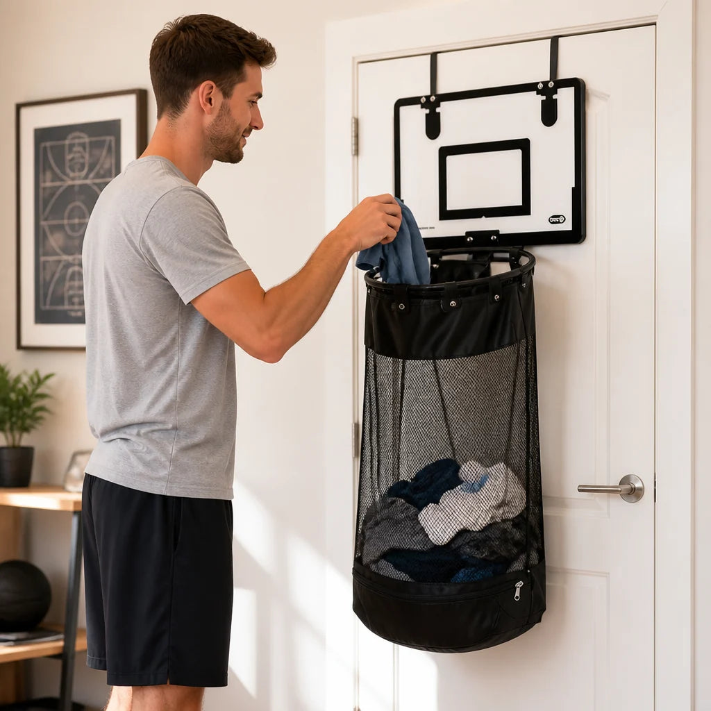 Playful Basketball Style Breathable Laundry Bag (Door/Wall Mount)