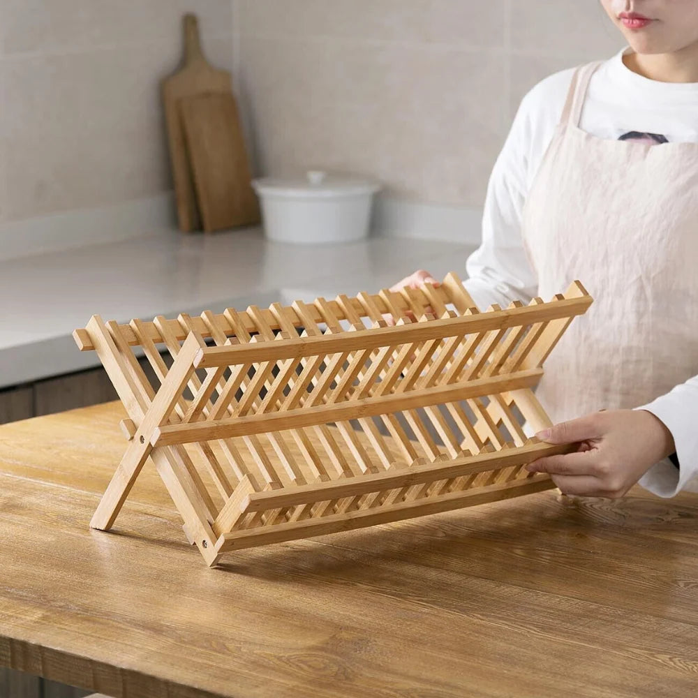 Bamboo Drying Rack with Vertical Compartments