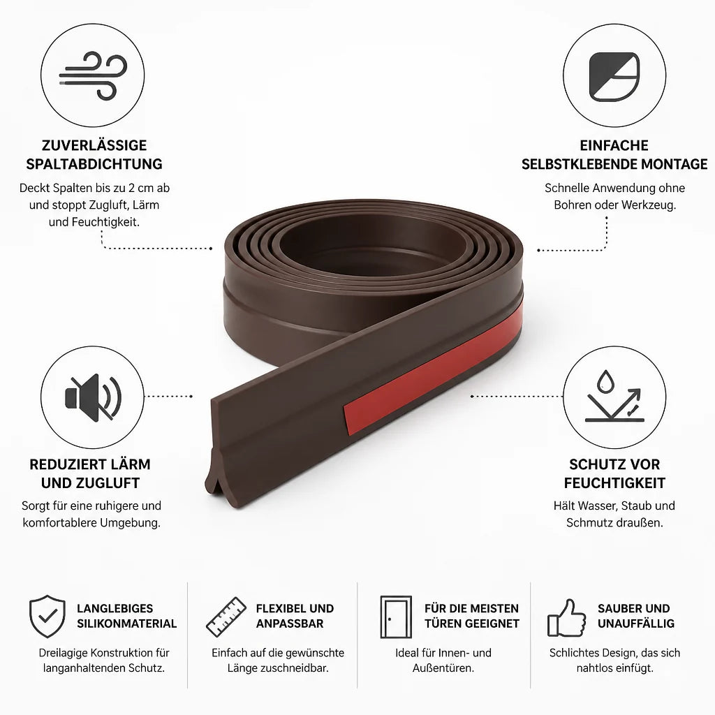 Self-adhesive three-layer silicone seal for doors